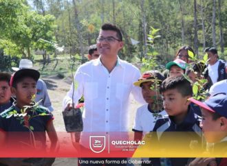 Alejandro Martínez F. Reforesta con más de 300 árboles en «la Excavación» de Quecholac.