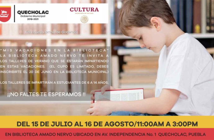 José Alejandro Martínez Fuentes te invita a que acudas a los talleres de verano en Biblioteca.