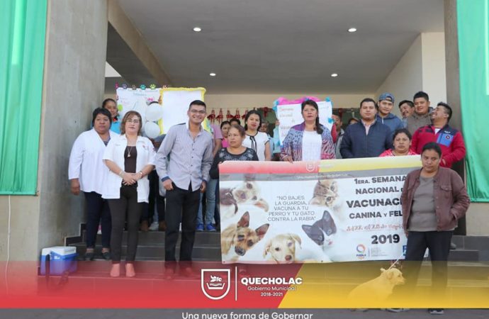 José Alejandro Martínez Fuentes llevó a cabo la inauguración de la jornada nacional de vacunación canina y felina contra la rabia en Quecholac.