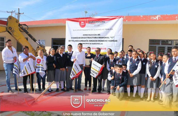 José Alejandro Martínez Fuentes llevó a cabo el Banderazo de Arranque de Obra para «Un Comedor Escolar» en la escuela Telesecundaría Ignacio Romero Vargas.