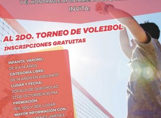 El Lic. José Alejandro Martínez Fuentes te invita al 2do. Torneo de Vóleibol varonil en Quecholac.