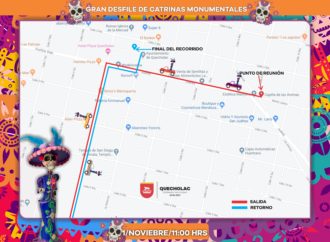 José Alejandro Martínez Fuentes organiza 1er. Desfile de Catrinas Monumentales en Quecholac.