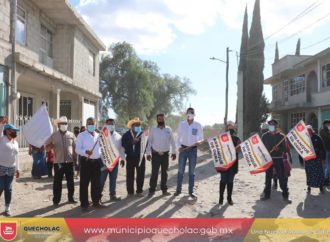 José Alejandro Martínez Fuentes da banderazo de Arranque de obra en San Simón de Bravo por Balastro.