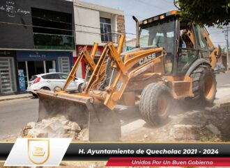 Inician rehabilitación del Zócalo Municipal de Quecholac.