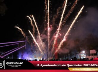 Realizan evento piromusical en la Feria de Quecholac 2023
